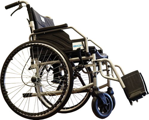 Picture of a black-coloured wheelchair with foot rests